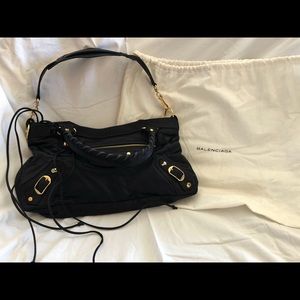 Balenciaga Black Satin Shoulder Bag
